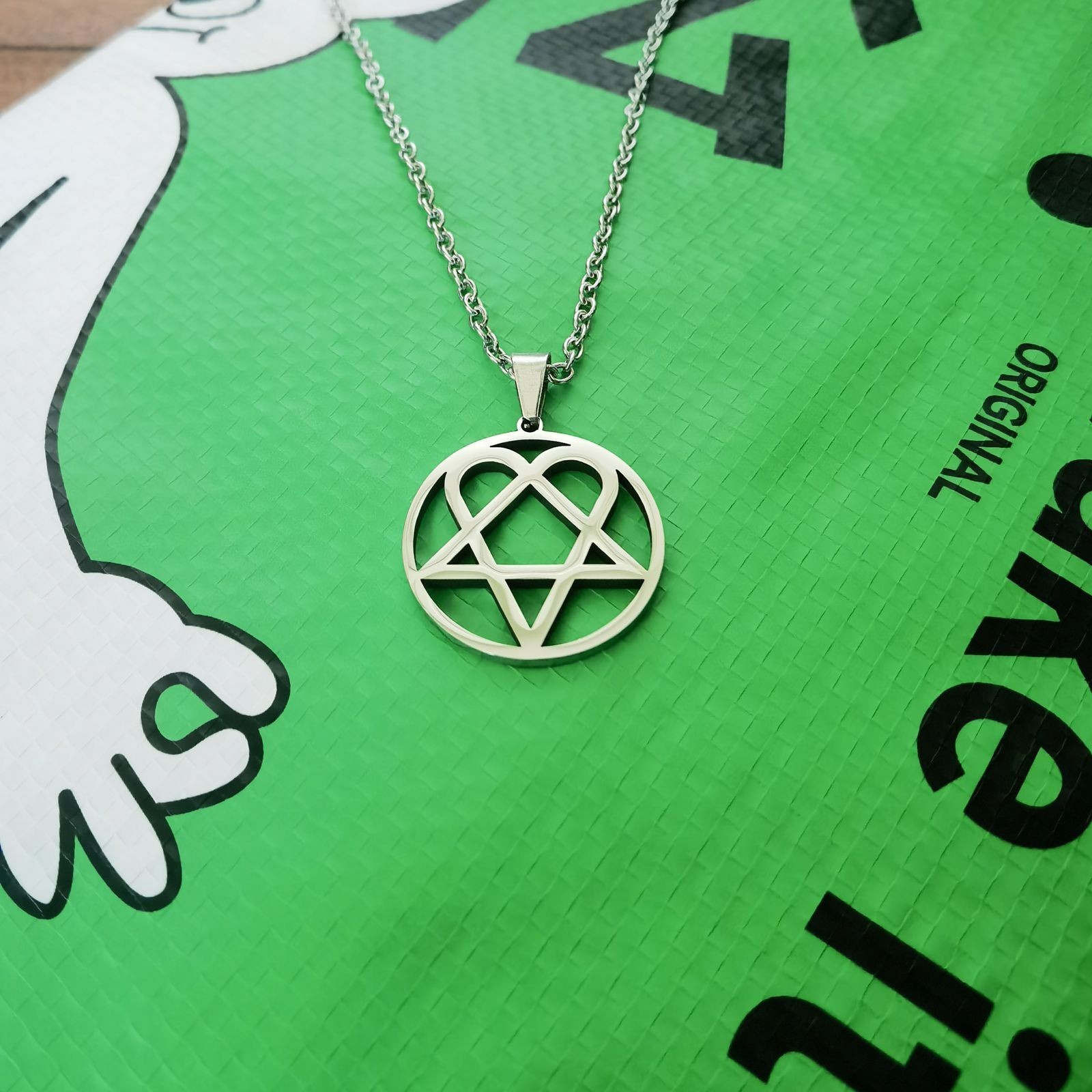 Stainless Steel HIM Heart Necklace Heartagram Pendant Men Women Jewelry US STOCK