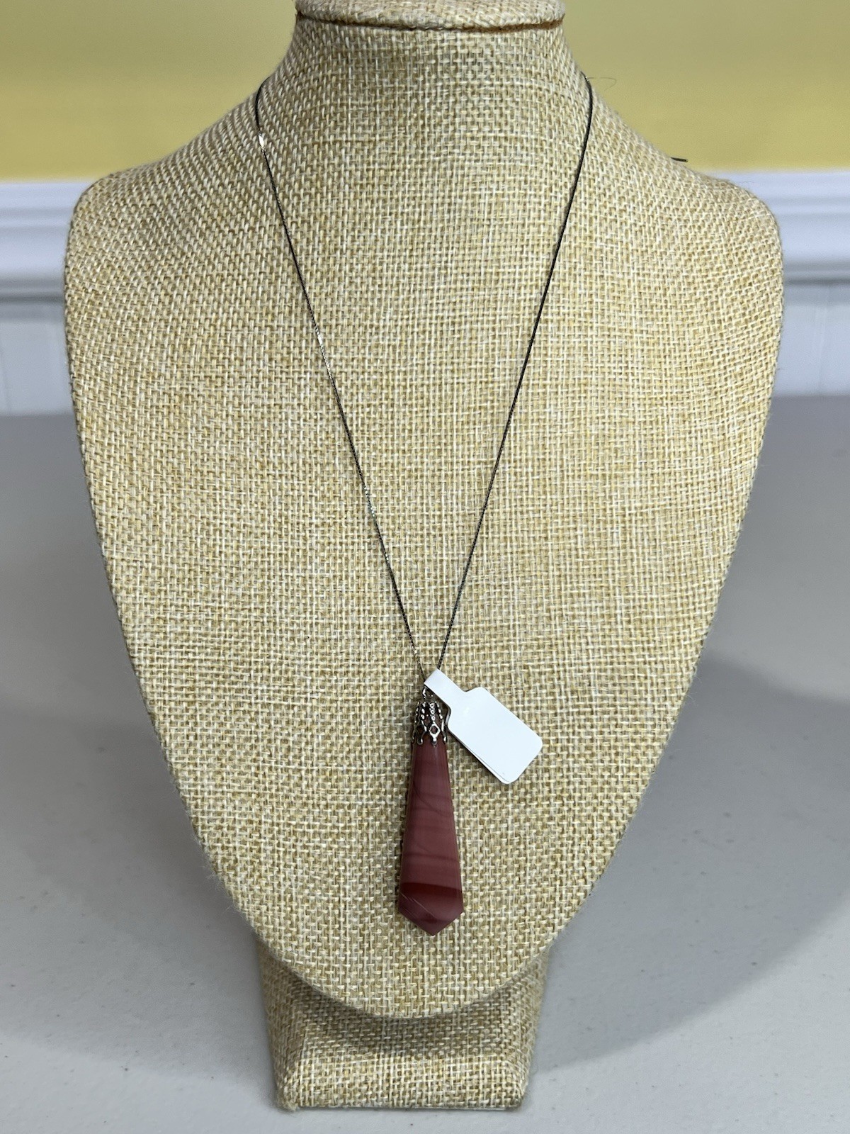 Cherry Quartz Pendant Necklace Metal Chain Jewelry Single Gemstone Undated