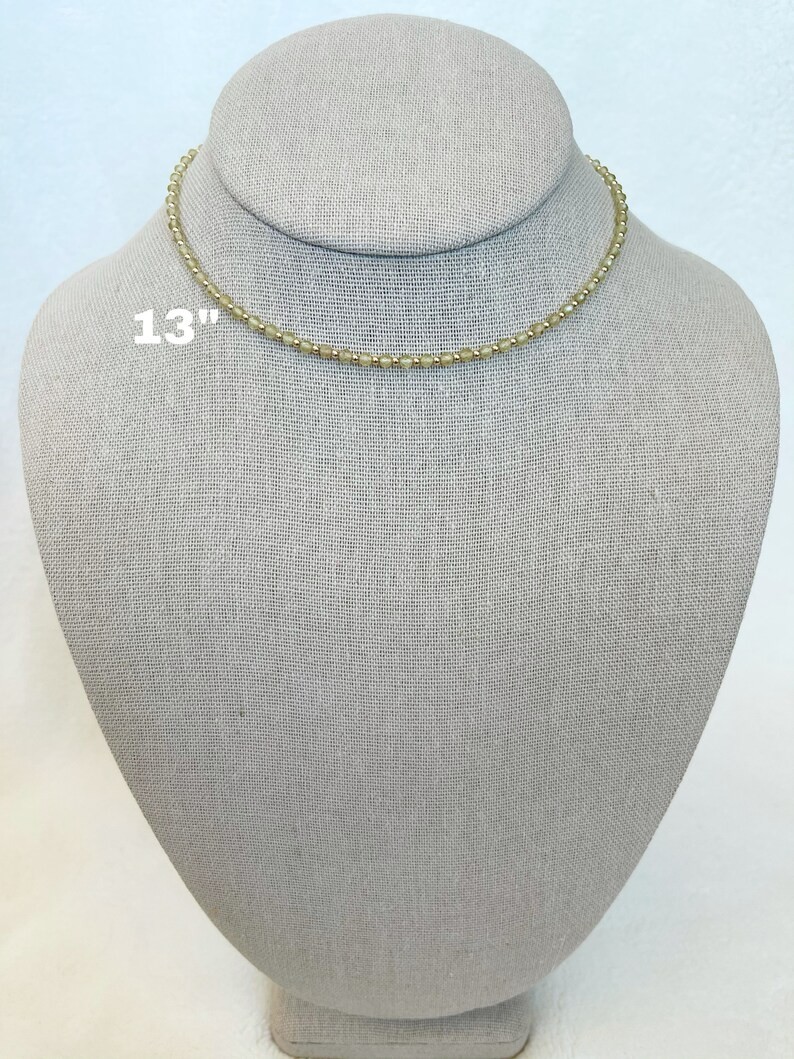 Dainty A++ Peridot Faceted Round Gemstone Gold Filled Beads Women Necklace 18”