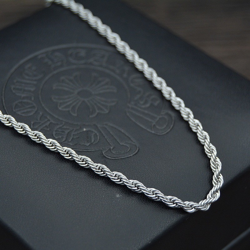 5pcs Wholesale 2.4/3/4mm Stainless Steel Twisted Rope Chain Necklace Men Women