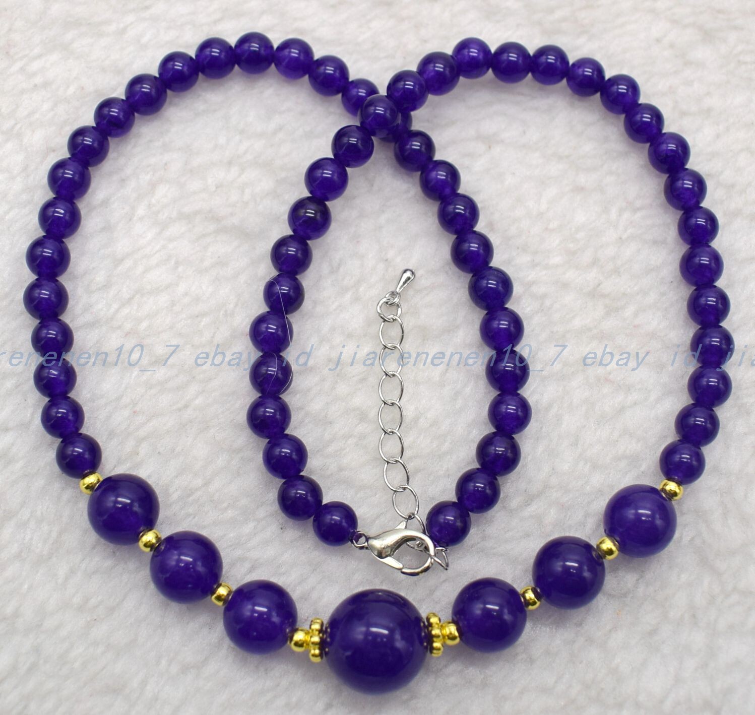 Charming Pretty 6-12mm Purple Jade Gemstone Round Beads Necklace 18-32 In