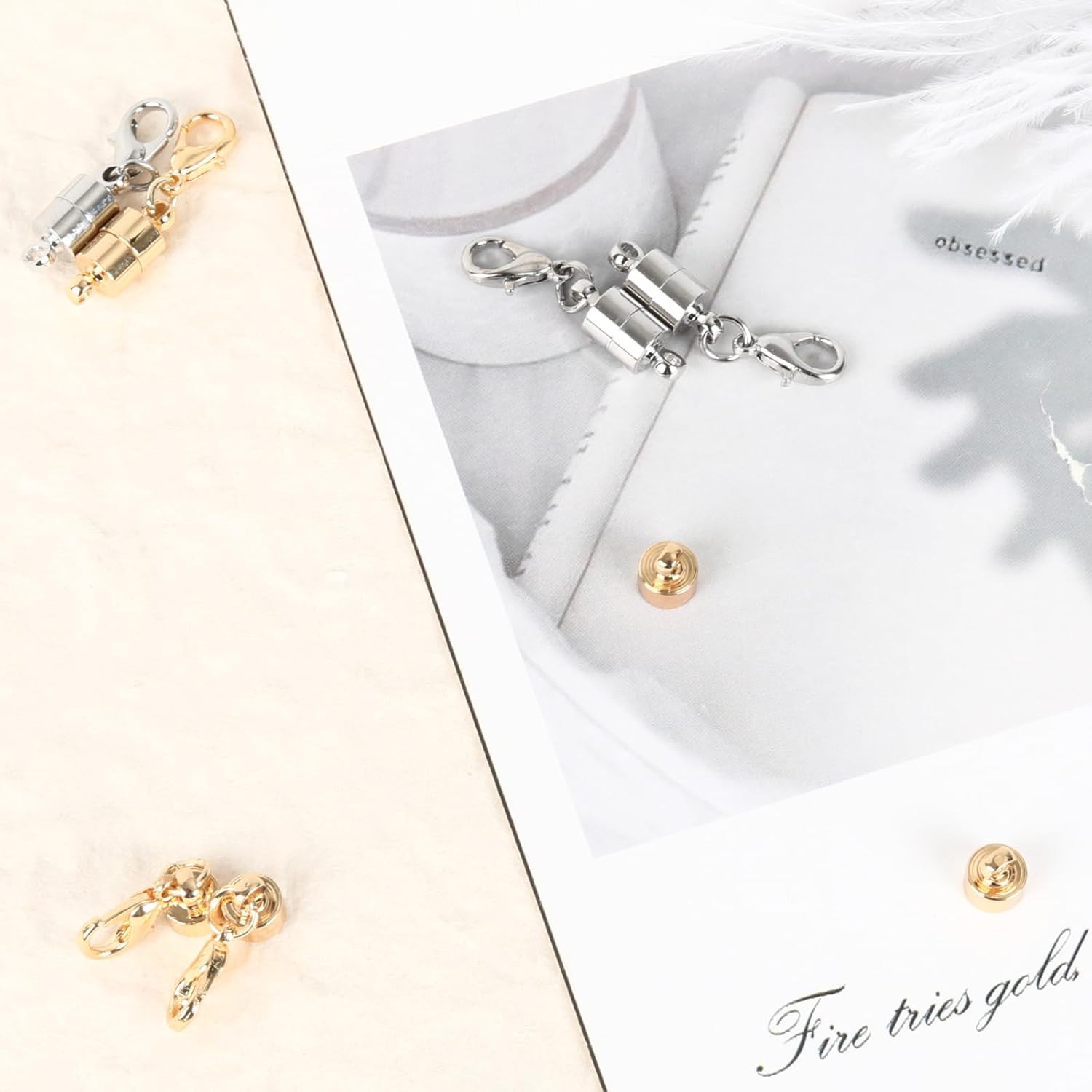 Magnetic Necklace Clasps and Closures, 18K Gold and Silver Jewelry Clasps and Cl