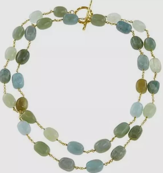 Rarities Sterling Silver Multi Color Beryl Nugget 40″ Cable Chain 18KGP Necklace