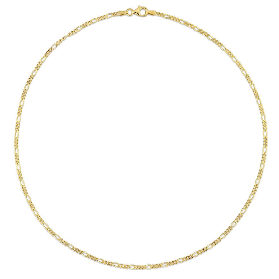 AMOUR 2.2mm Figaro Chain Necklace In Yellow Plated Sterling Silver, 16 In