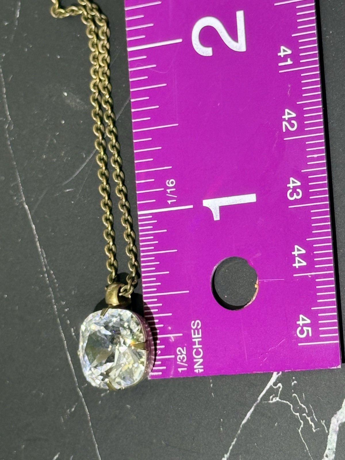 Sorrelli Necklace Cushion-Cut Clear Crystal Pendant 12mm 16-20in Antique Gold