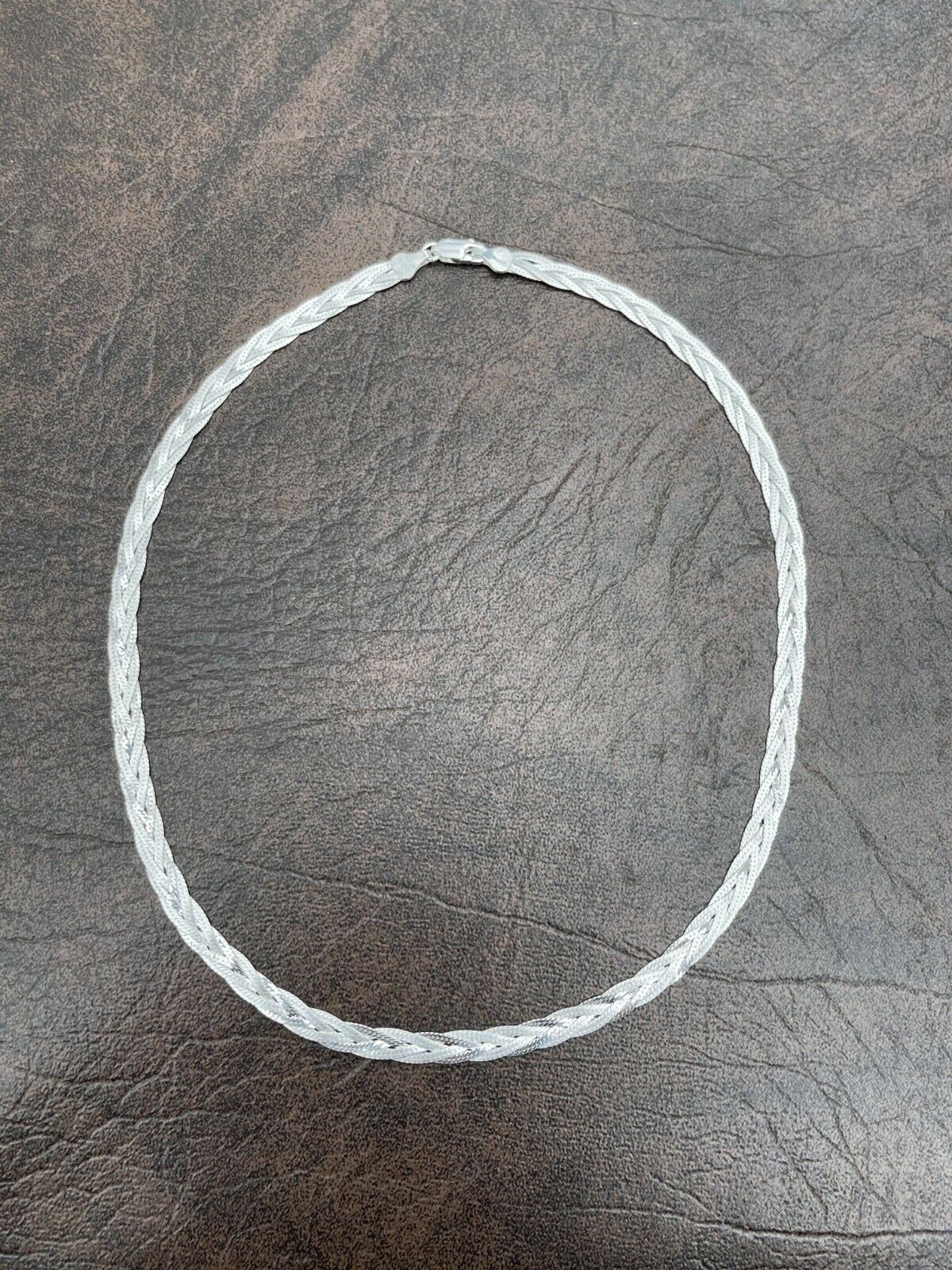 Ladies Solid 925 Sterling Silver Braided Herringbone Chain Necklace 6mm 14″-22″