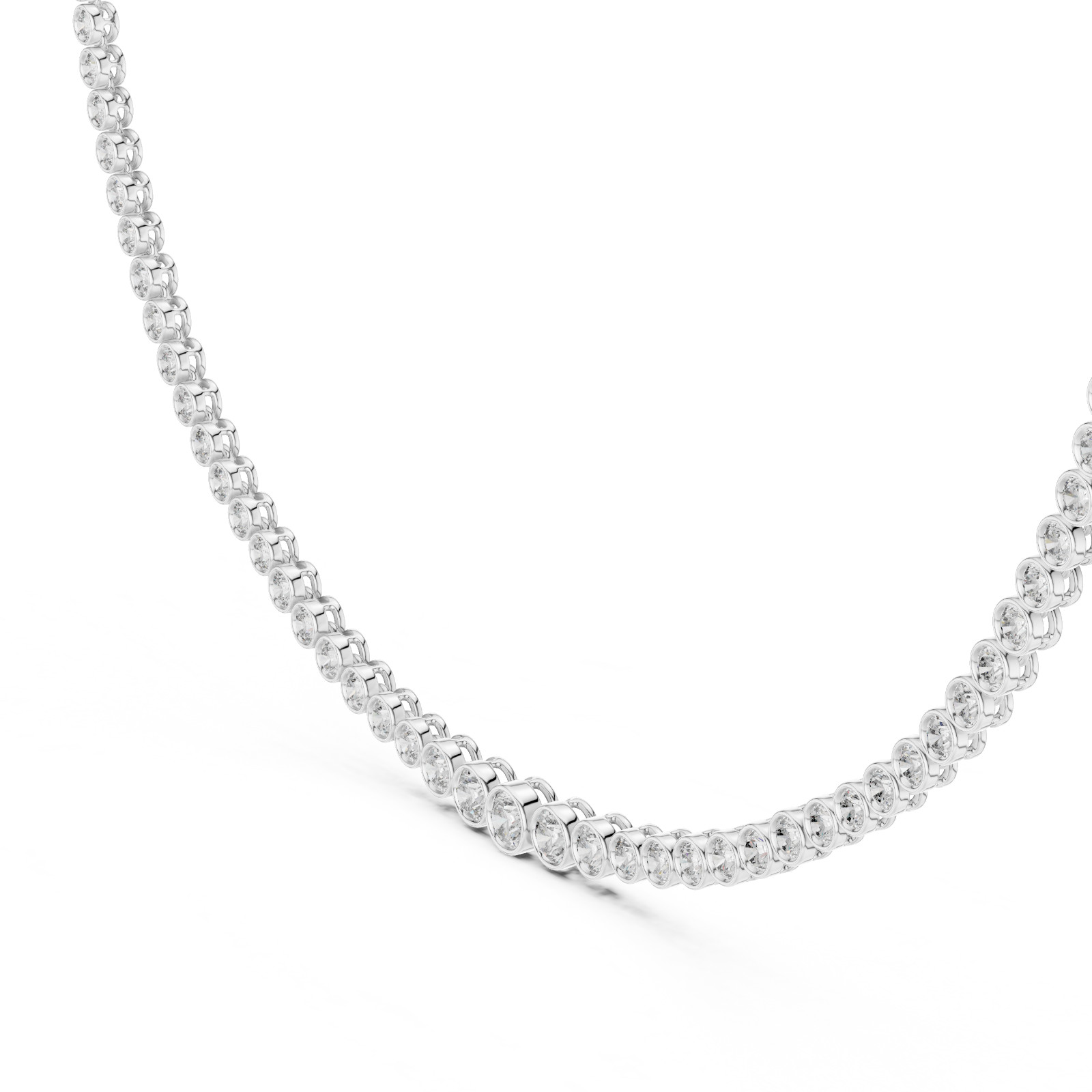 925 Silver Lab Grown Diamond Bezel Tennis Necklace Wedding Promise Gift For Her