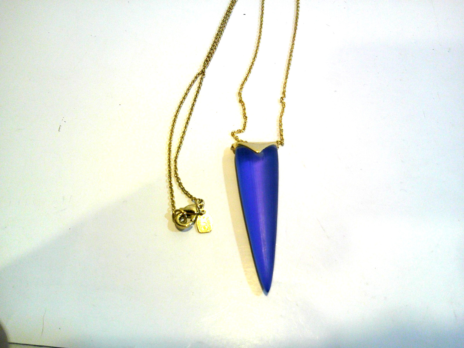 Alexix Bittar Lucite Necklace – 15in Blue & Goldtone