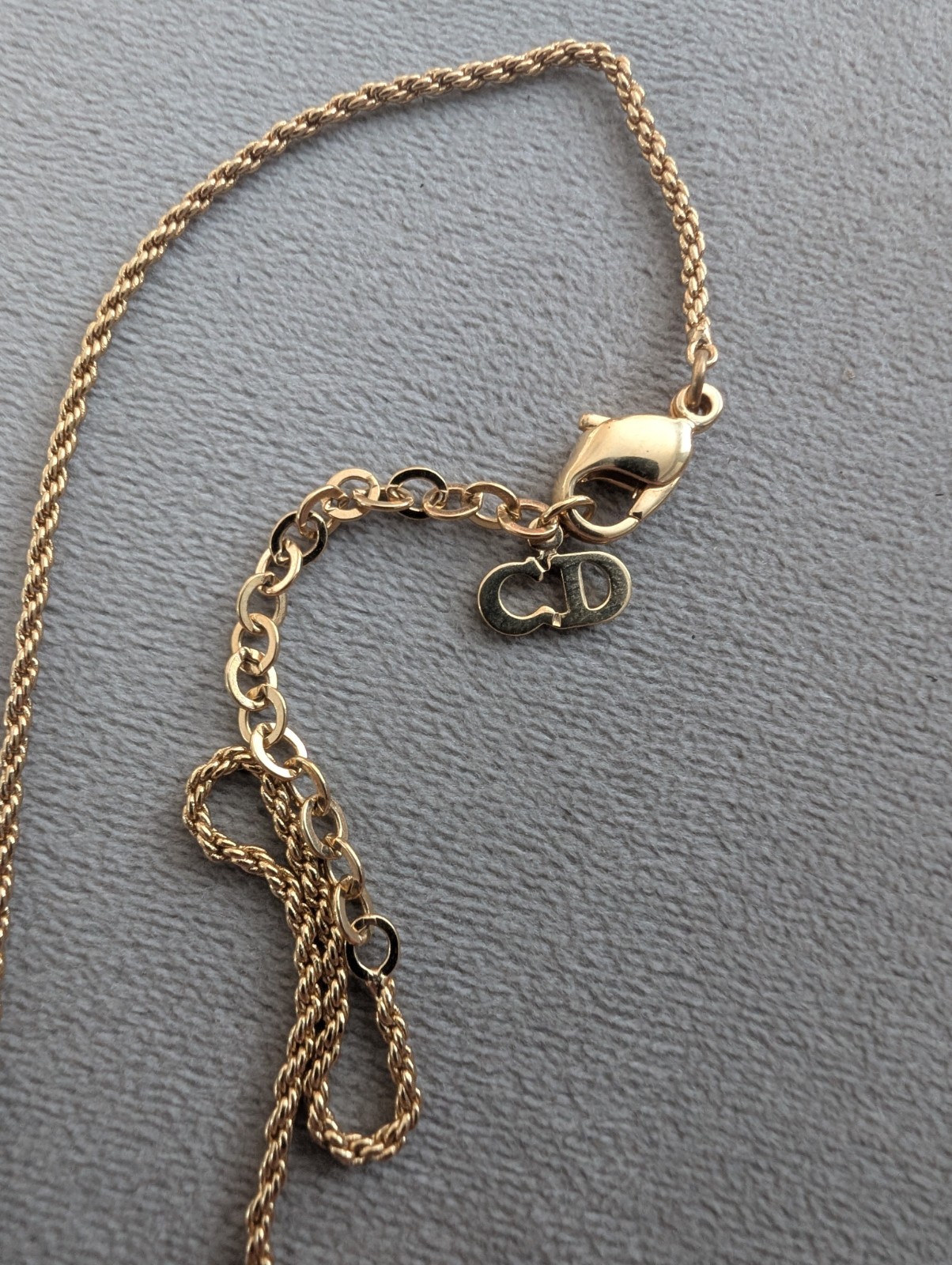 Christian Dior Necklace Gold Pltd Rhinestone CD Vintage Costume Jewellery