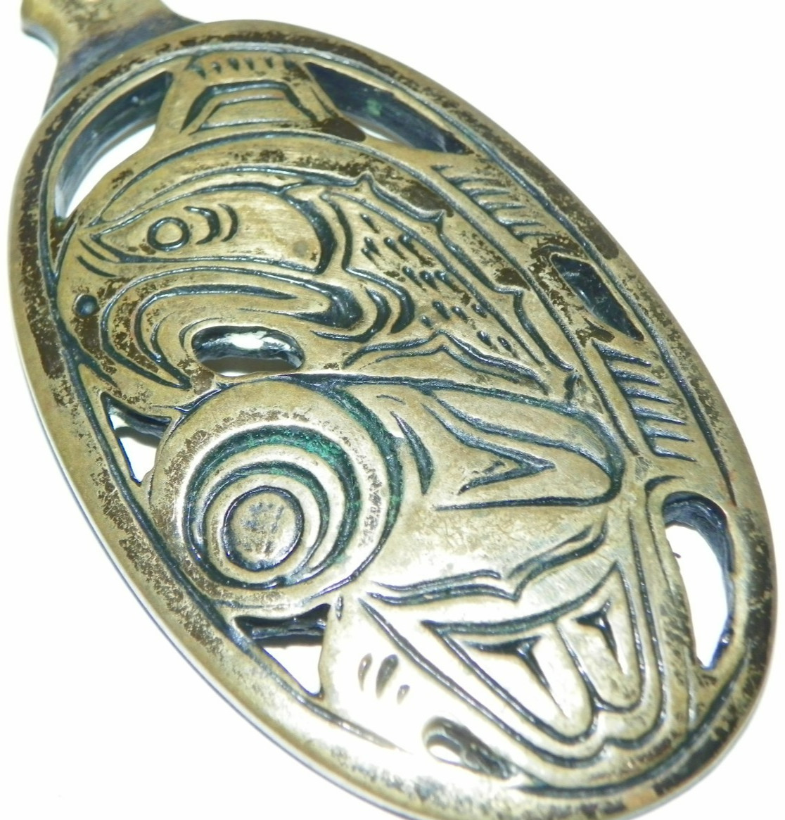 VTG Pacific Northwest coast style Art FISH Bronze Pendant sign artist ? & Canada