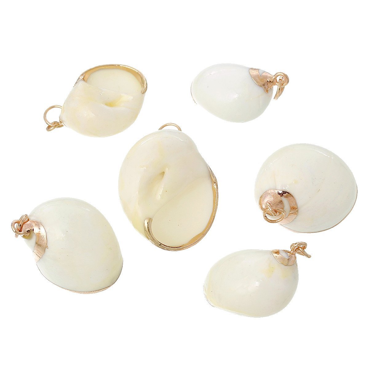 5 Pcs Natural Shell Shape Conch Rose Gold Charm Pendant 1-4/8″ x 1″