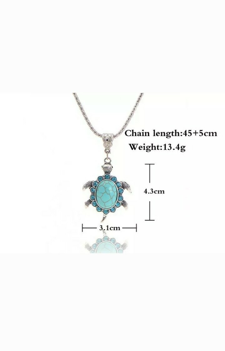 Tibetan Silver Turquoise Turtle Pendant Necklace