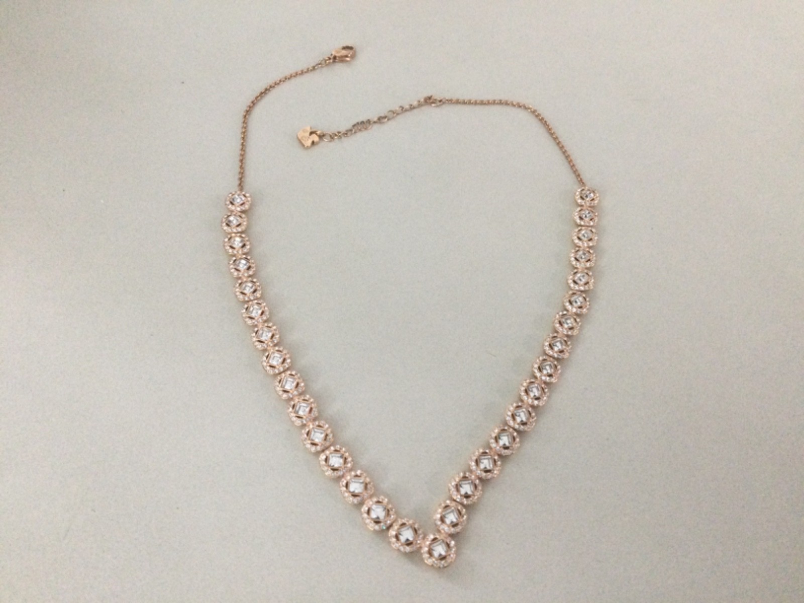 Sign Swarovski Mesmera Necklace Rose-Gold Rhodium Plate Pave Crystal Chain