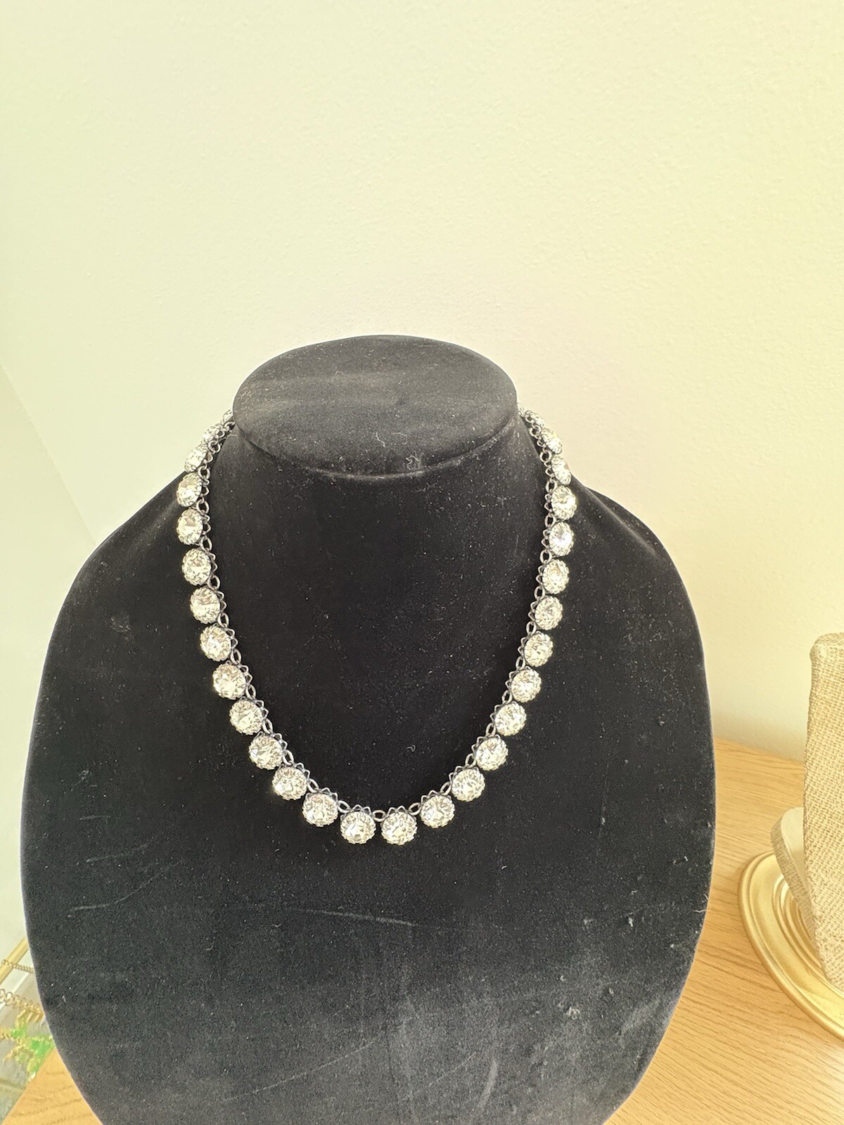 Rare Stella & Dot Necklace 12 mm Crystal Rhinestone Regency Statement 18-19”