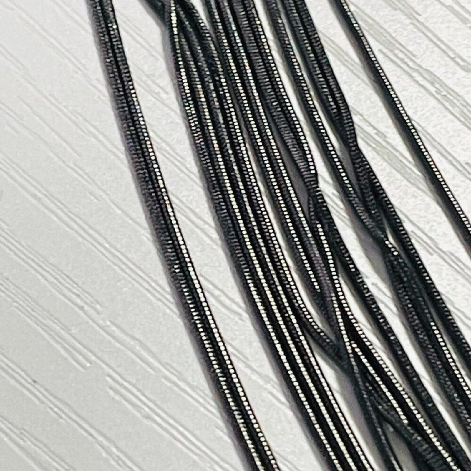 High Carbon Steel Piano Wire 14-Strand Necklace Gray Ribbon