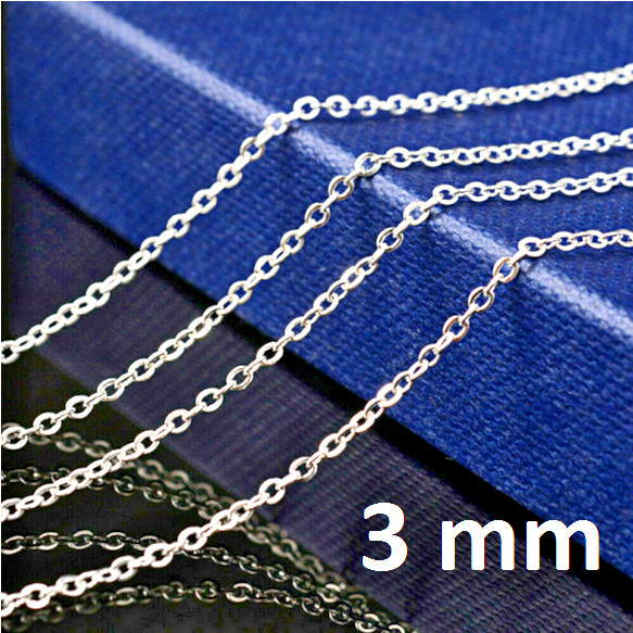 Set 4 PCS Lot 22″ Cable 3mm Chain 925 Plated Sterling Silver Necklace DIY charm