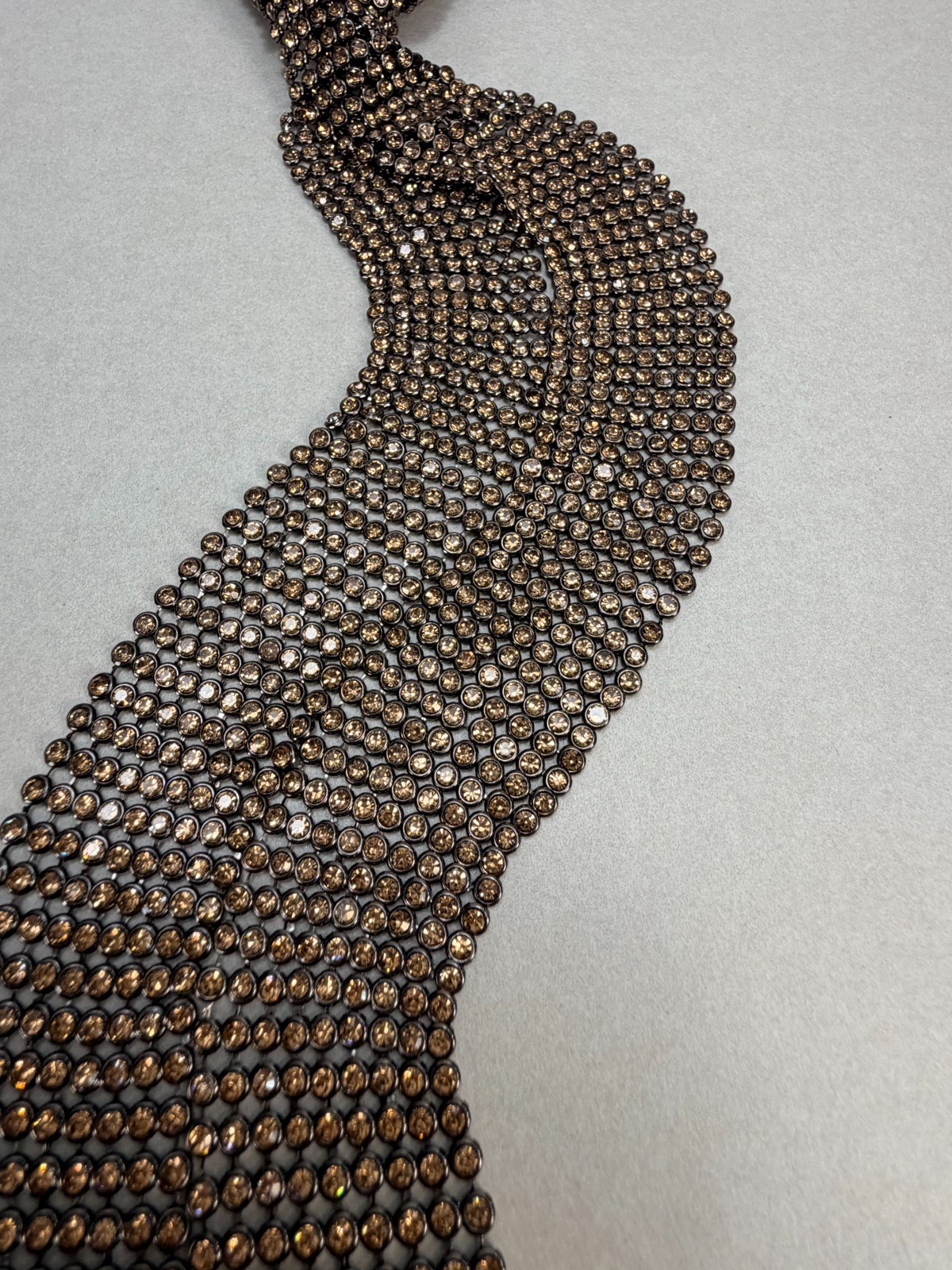 ZARA NWOT Bronze Crystal Rhinestone Necktie Statement Necklace Runway Glam
