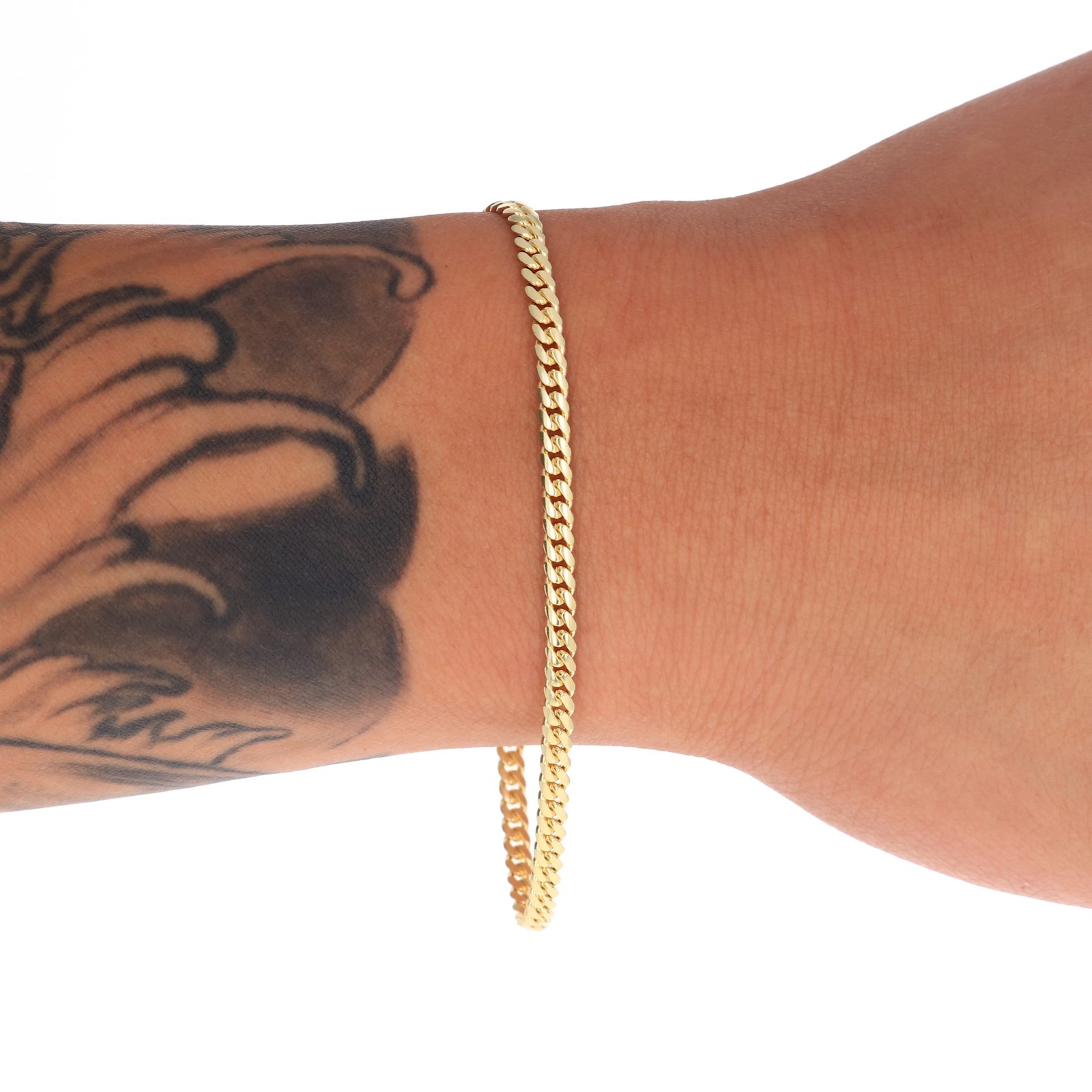 14K Yellow Gold Solid 3.5mm Miami Cuban Link Chain Bracelet Mens Womens 7″ 8″ 9″