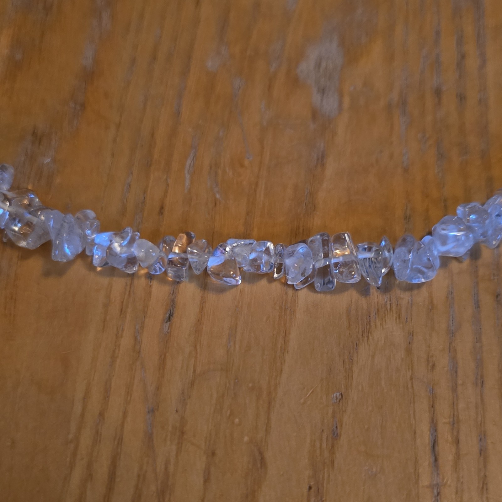 Clear Crystal Chip Beaded Strand Necklace White/Colorless Ball/Bead Chain