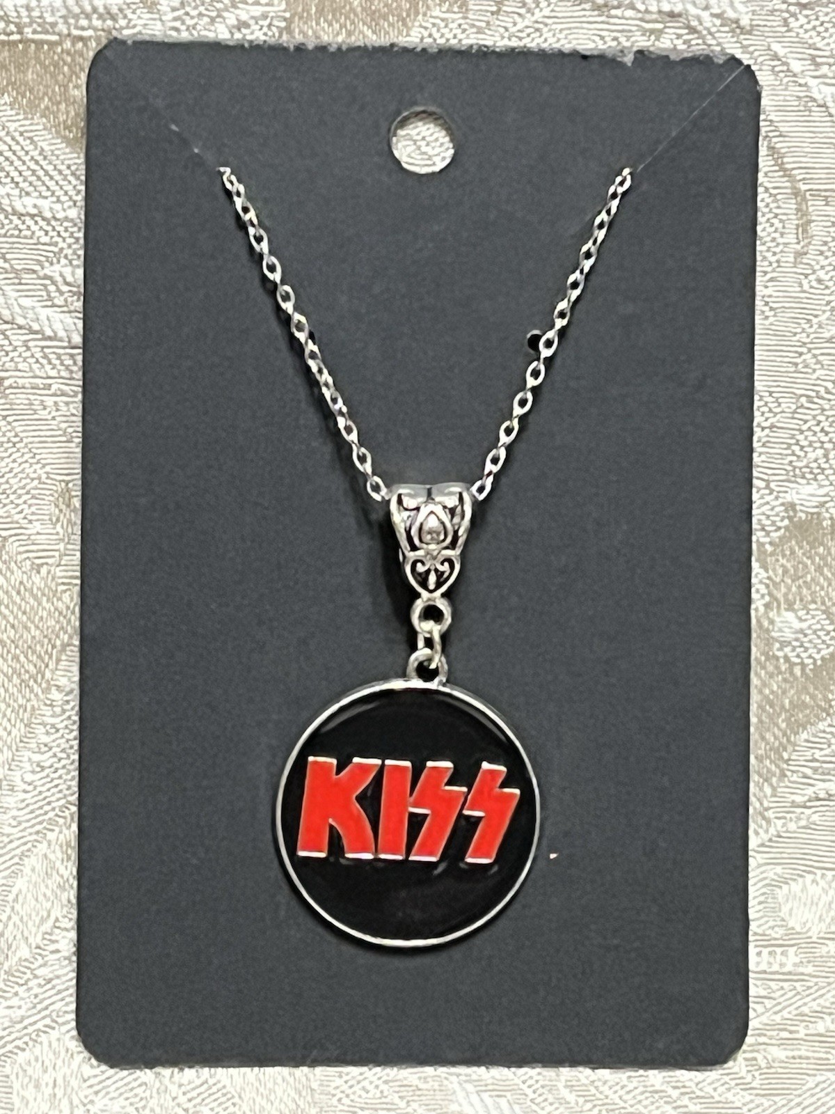 Rock Band KISS Black Pendant Silver Necklace Fashion Festival Jewelry