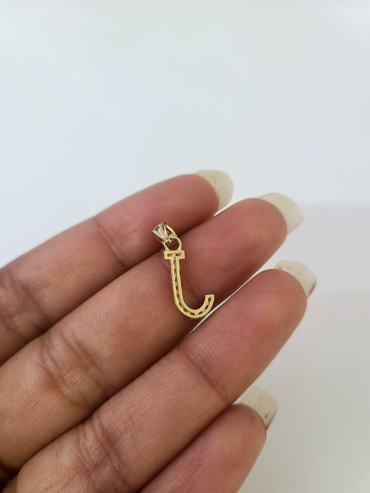 10K Gold Solid Franco Chain J Initial CZ Stone Pendant Set 1mm 16 18 20 22 Women