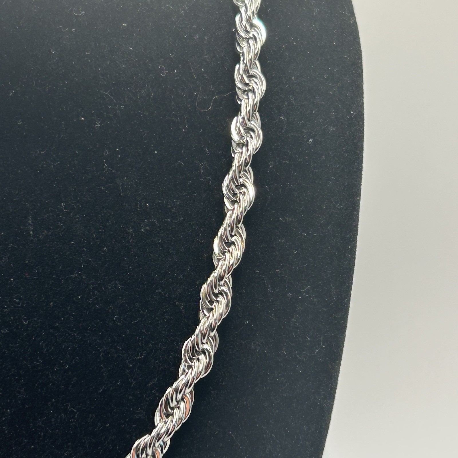 Real 925 Silver Rope Chain Plated Necklace 6mm 18 Inch Womens Dainty Pretty
