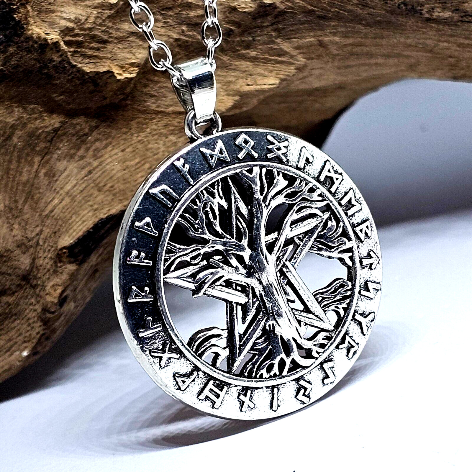Pentacle Tree of Life Necklace Pendant Chain Necklace Rune Pagan Wicca Jewellery