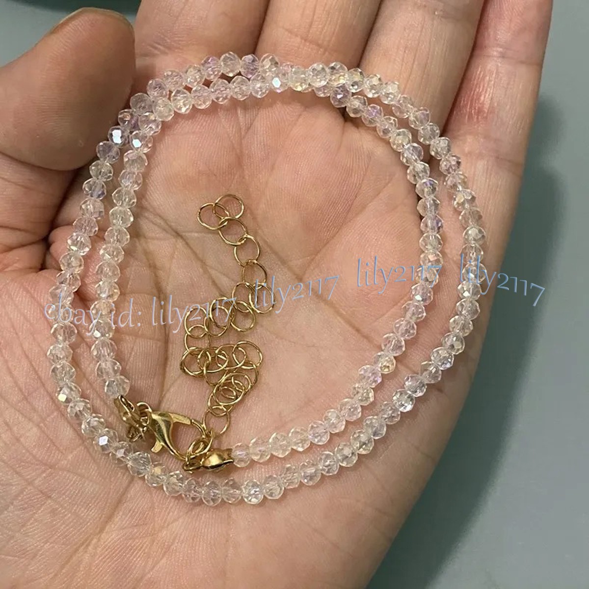 3x4mm Clear AB Crystal Faceted Rondelle Beads Necklace Women Jewelry 14-48”