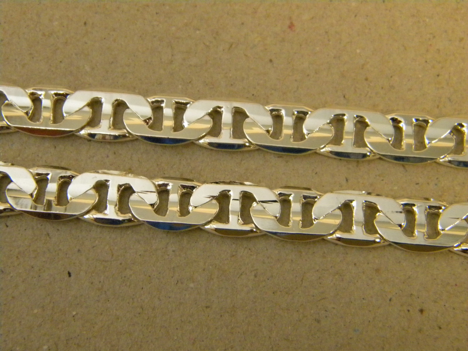 Men’s Lady’s Mariner Link Necklace Silver Plated 24in Inch Long 8mm Wide Concave