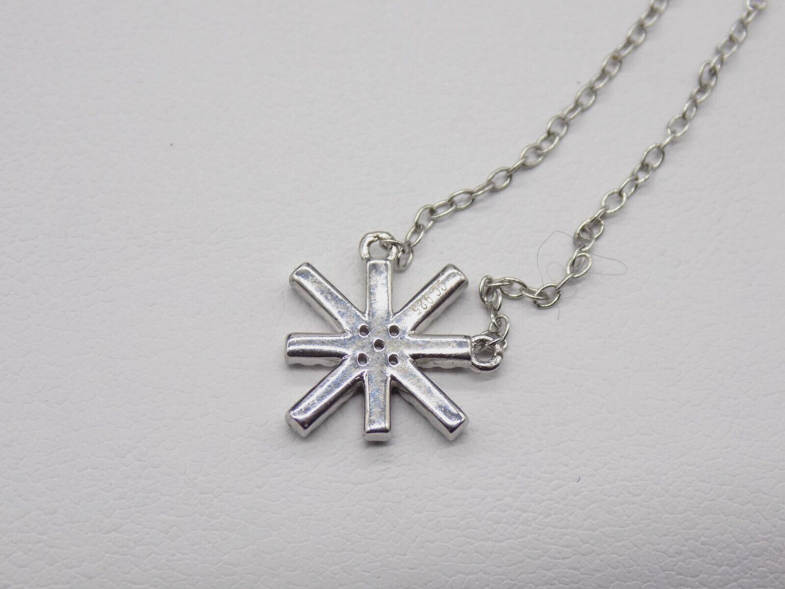 Bloomingdales AQUA 925 Sterling Silver Pendant Necklace White Colorless CZ 17″