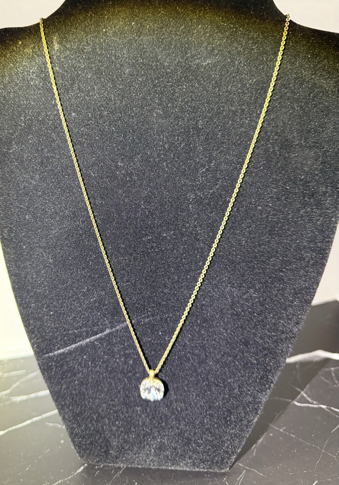 Sorrelli Necklace Cushion-Cut Clear Crystal Pendant 12mm 16-20in Antique Gold