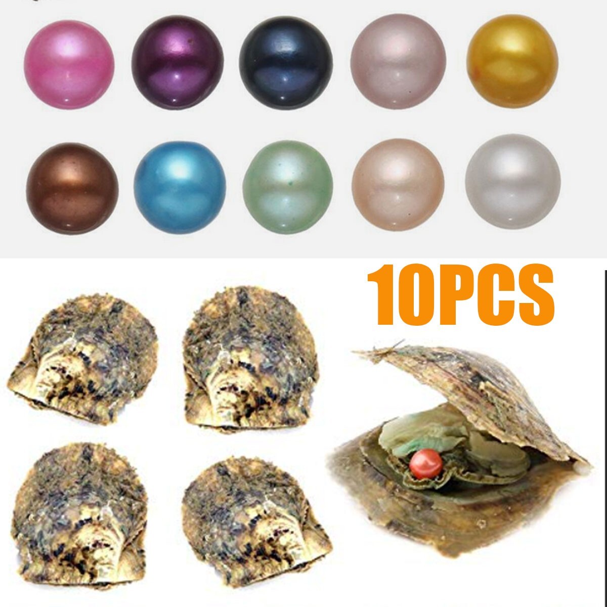 10PCS Natural Pearl Akoya Oysters Individually Wrapped w/ Cultured Bulk 7-8mm