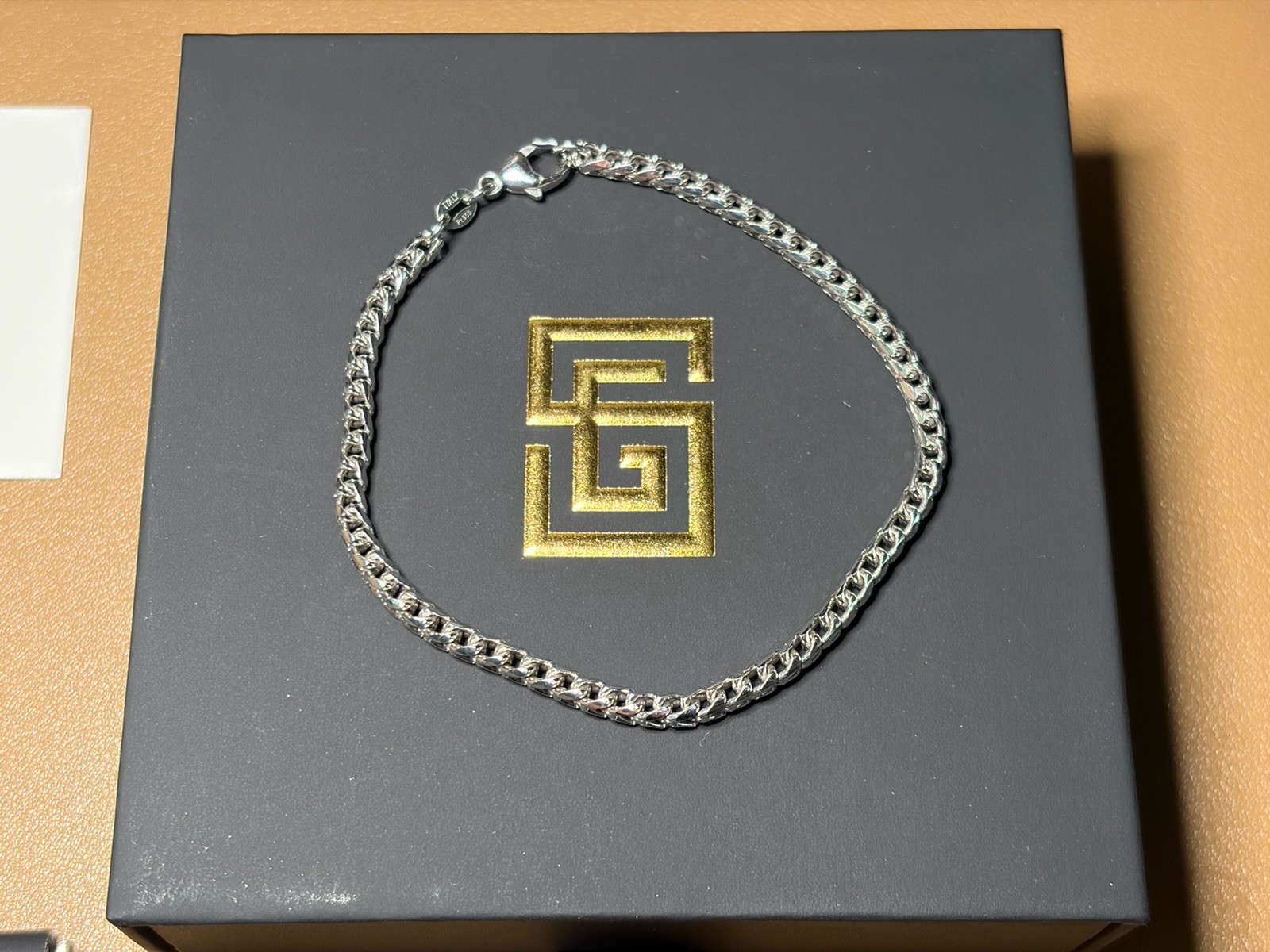 SAINTS GOLD PLATINUM 8” 3.5MM D/C FRANCO BRACELET – 19.2g PT950! PRE-OWNED/MINT!