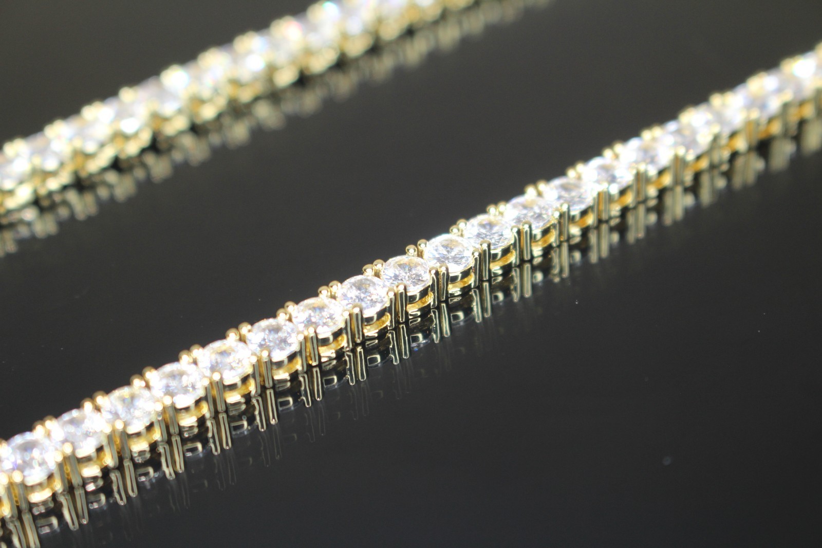 14k STAMPED 4mm Tennis Chain Necklace 70ct Lab Sim VVS1 Diamonds Heavy 54g+ GOLD