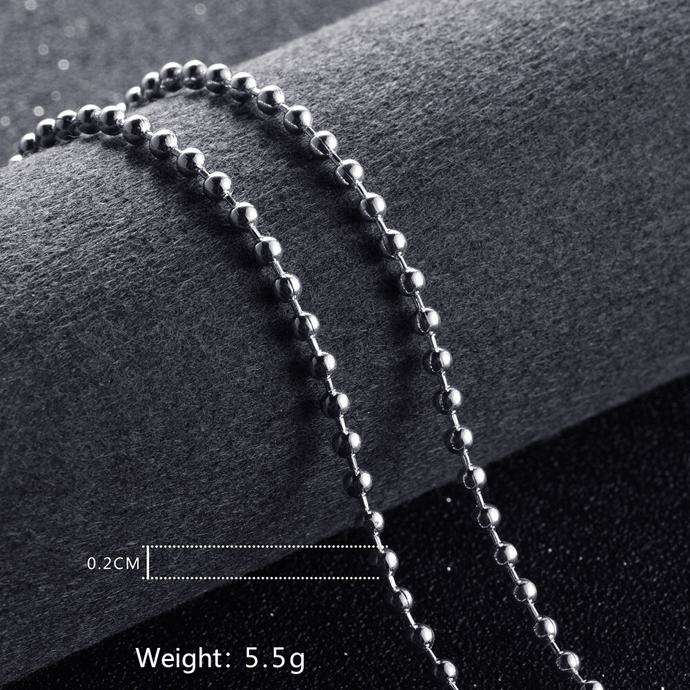 925 Silver Beads Chain Necklace w/ Lobster Lock Men’s Women’s Jewelry 16-24″