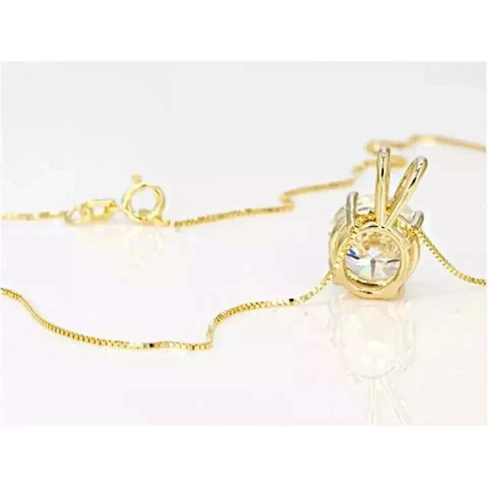 3Ct Round-Cut Lab Created 14k Yellow Gold Plated 925 Solitaire Pendant