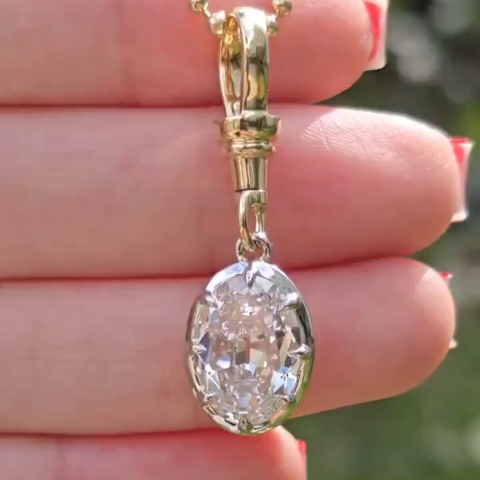 2.50 Ct Oval Cubic Zirconia Pendant Bezel Set Old European Oval Cut Gift For Her