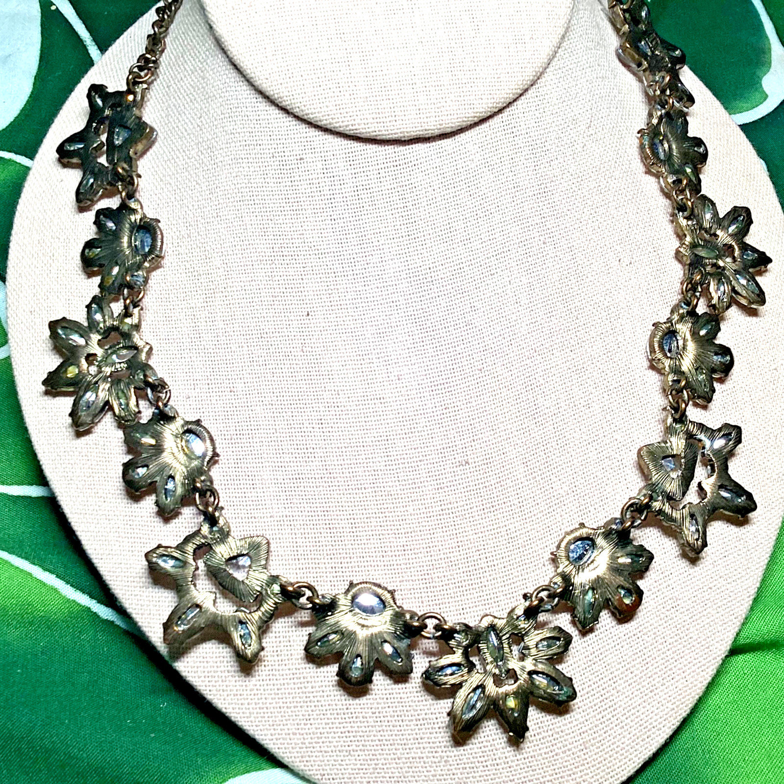 LANE BRYANT Statement Bold Clear Crystal Rhinestone ANTIQUE GOLD TONE