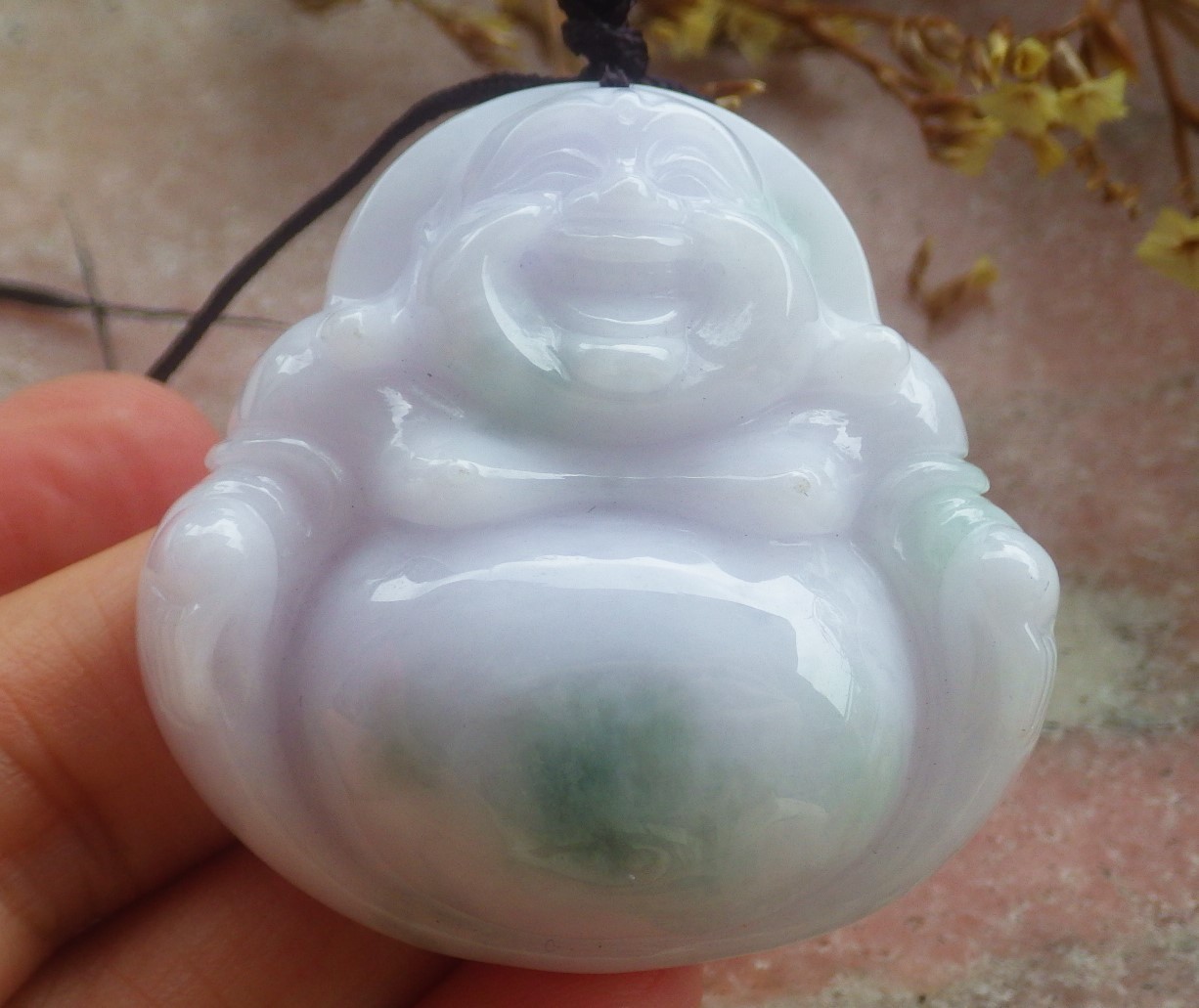 Video Certified Green Natural A Jade jadeite Pendant Buddha God 开心佛 133439