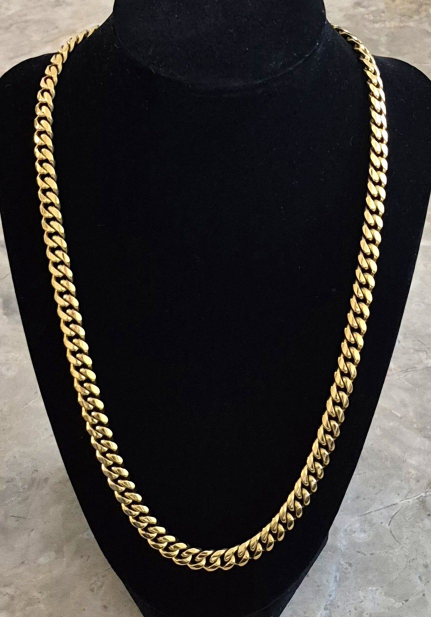 Cuban Link Chain Necklace 8mm 24in 18K Gold Plated PVD 316 Stainless Steel