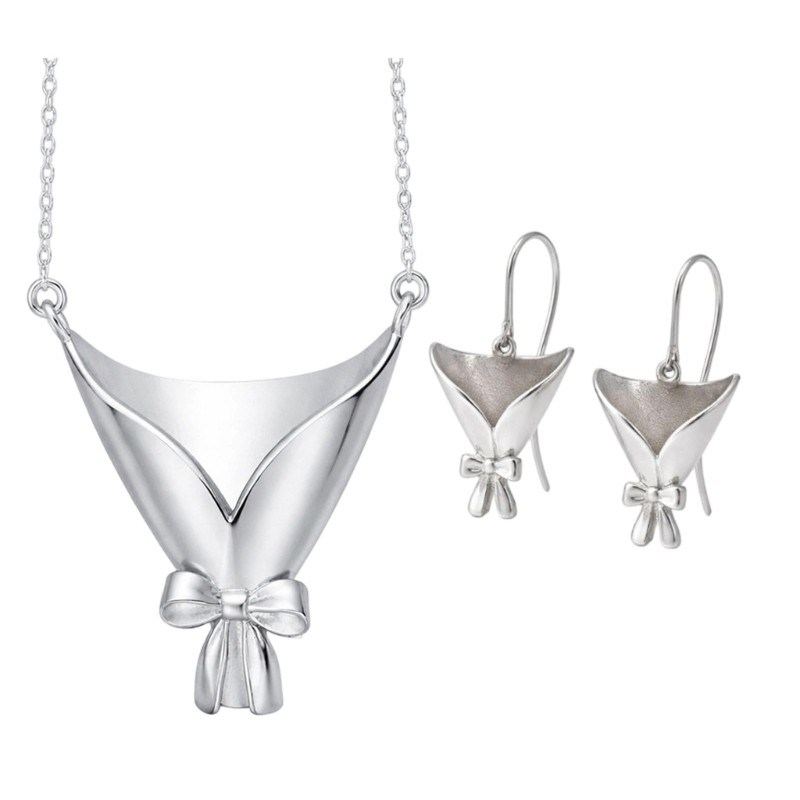 Versatile 2 Piece Jewelry Collection Featuring Elegant Floral Vase Pendants