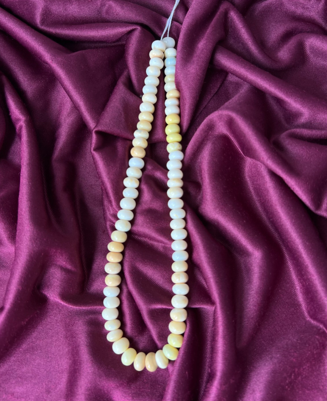 Natural Opal Rondelle Bead Strand Cream Yellow Jewelry Making 16″ Necklace