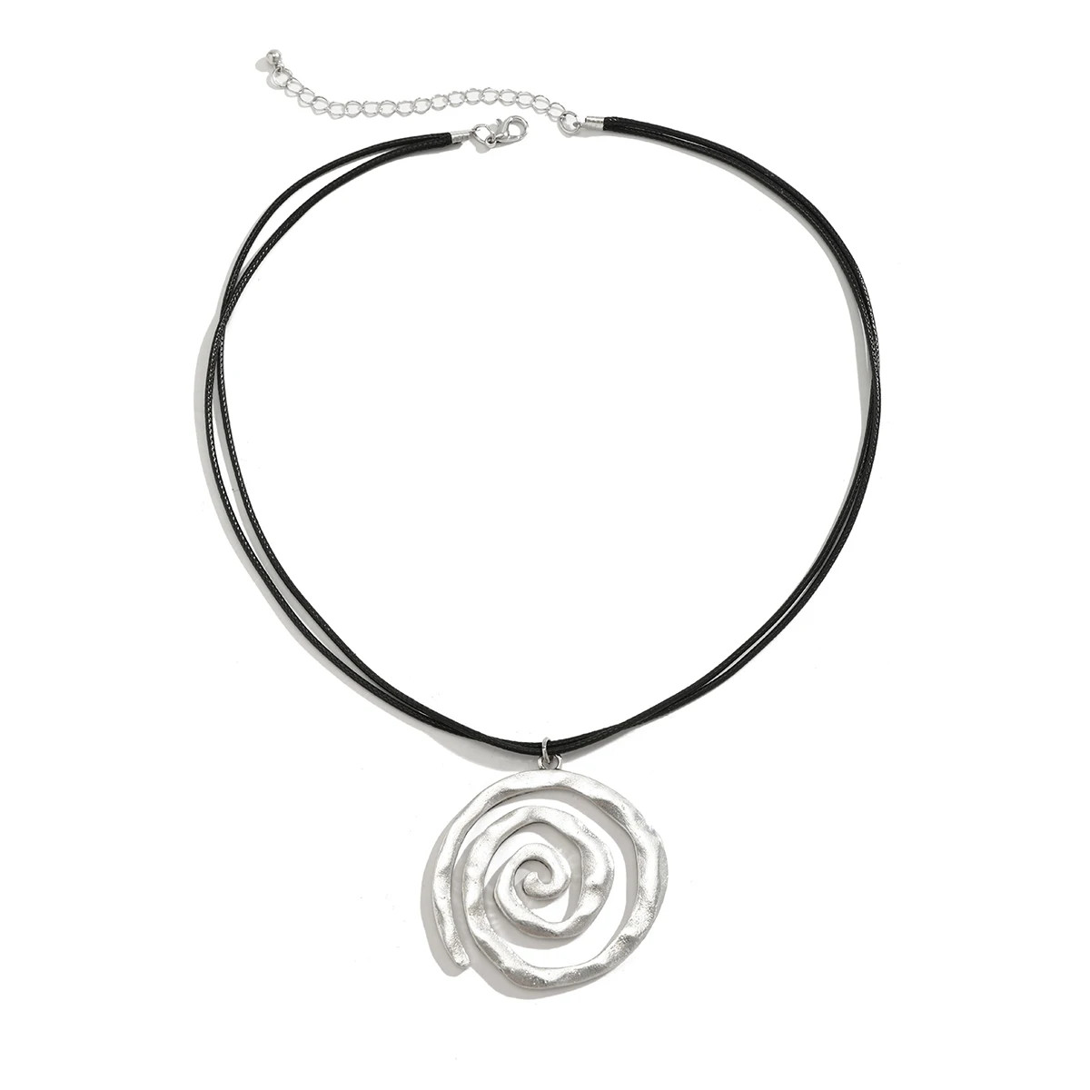 Ethnic Creative Big Spiral Conch Pendant Necklace Women Goth Adjustable Leather