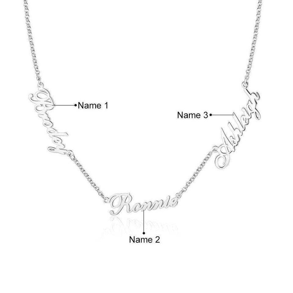 Personalized Family Necklace with 3 Names Pendant Custom Jewelry Gift for Women