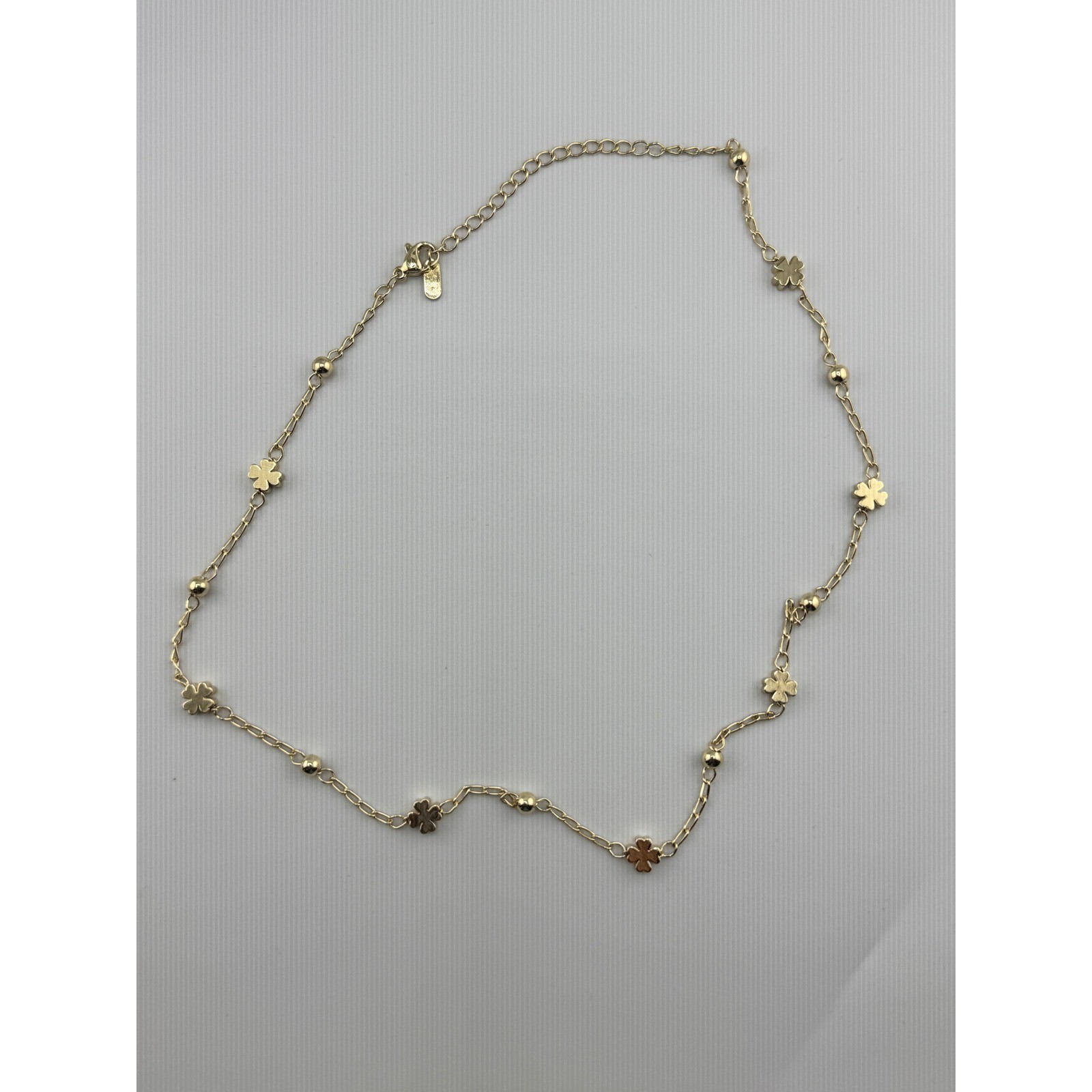 Gold Tone Necklace with Bead Accents Adjustable Chain