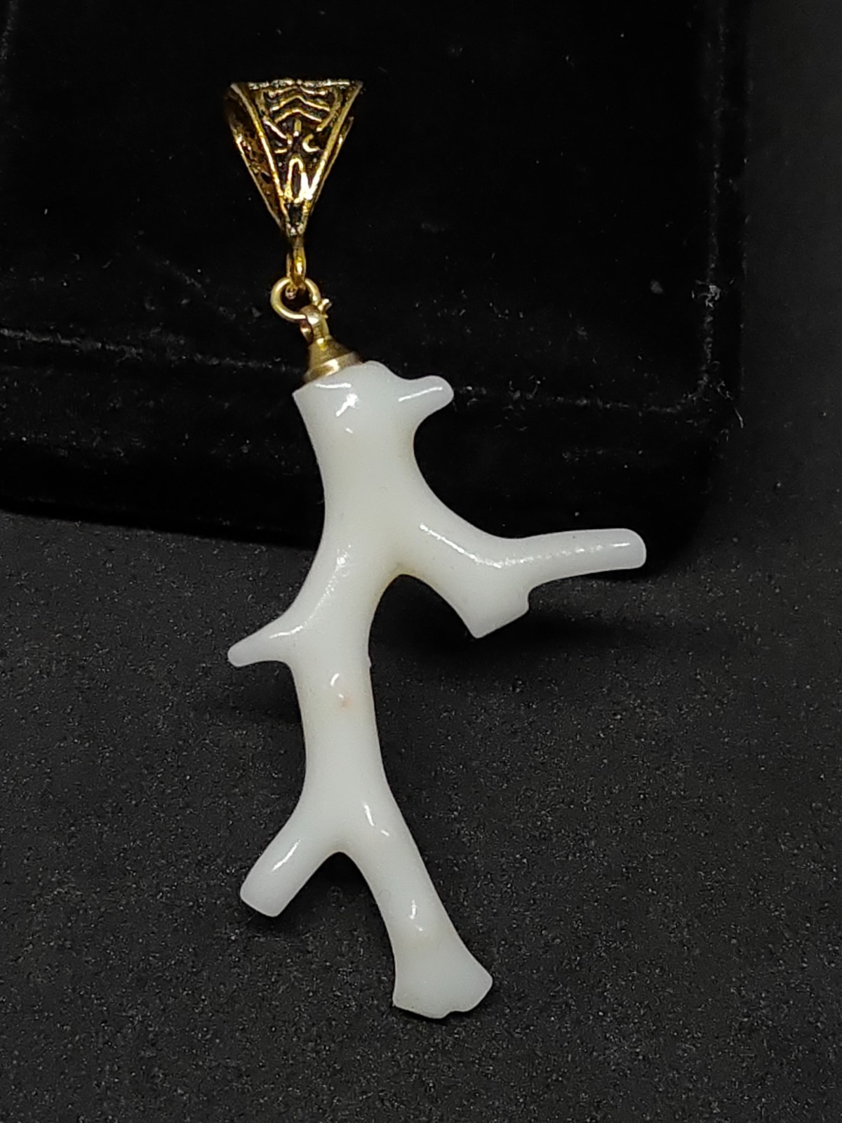 white coral branch pandant -Natural Stone Gold Brass Handmade Jewelry Making