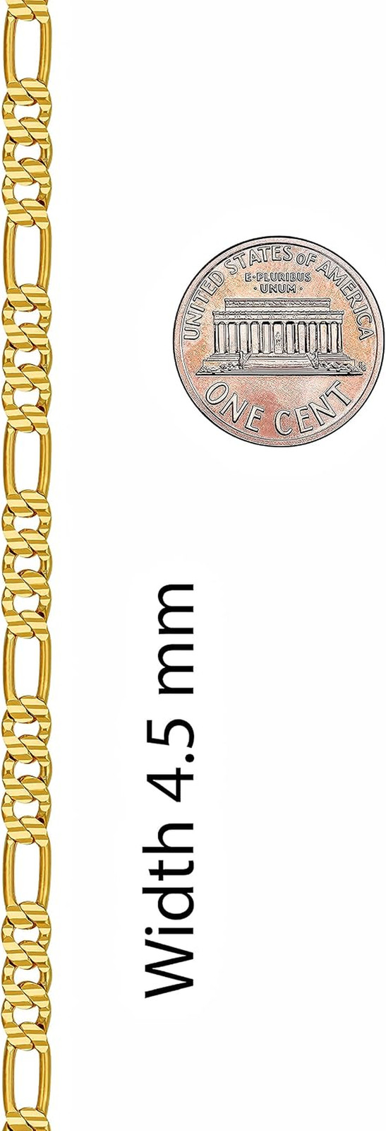 4.5Mm & 6Mm Swiss Diamond Cut Figaro Chain Necklaces 24K Real Gold Plated