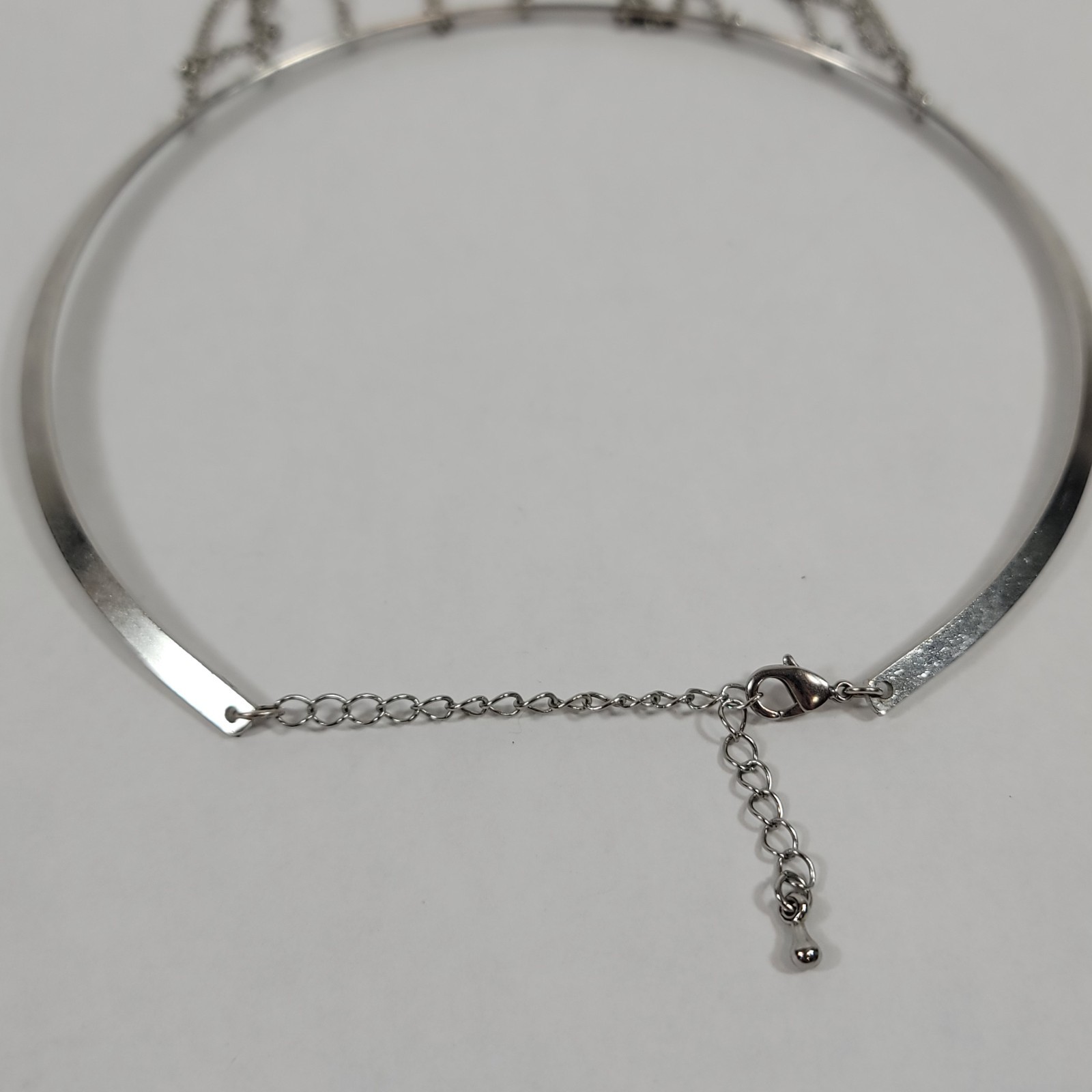 Unique Hoop Collar Chainmail Chainlink Style Silver Tone Metal Necklace Choker