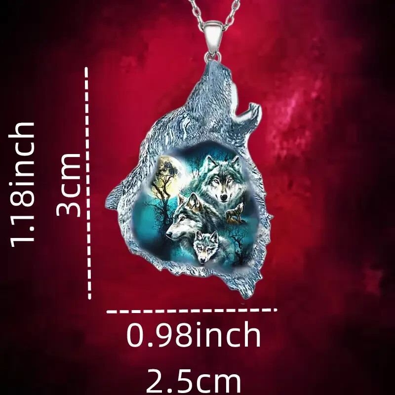 Beautiful Inner Wolf On Howling Wolf Pendant & 17″ Necklace! FREE SHIP IN USA