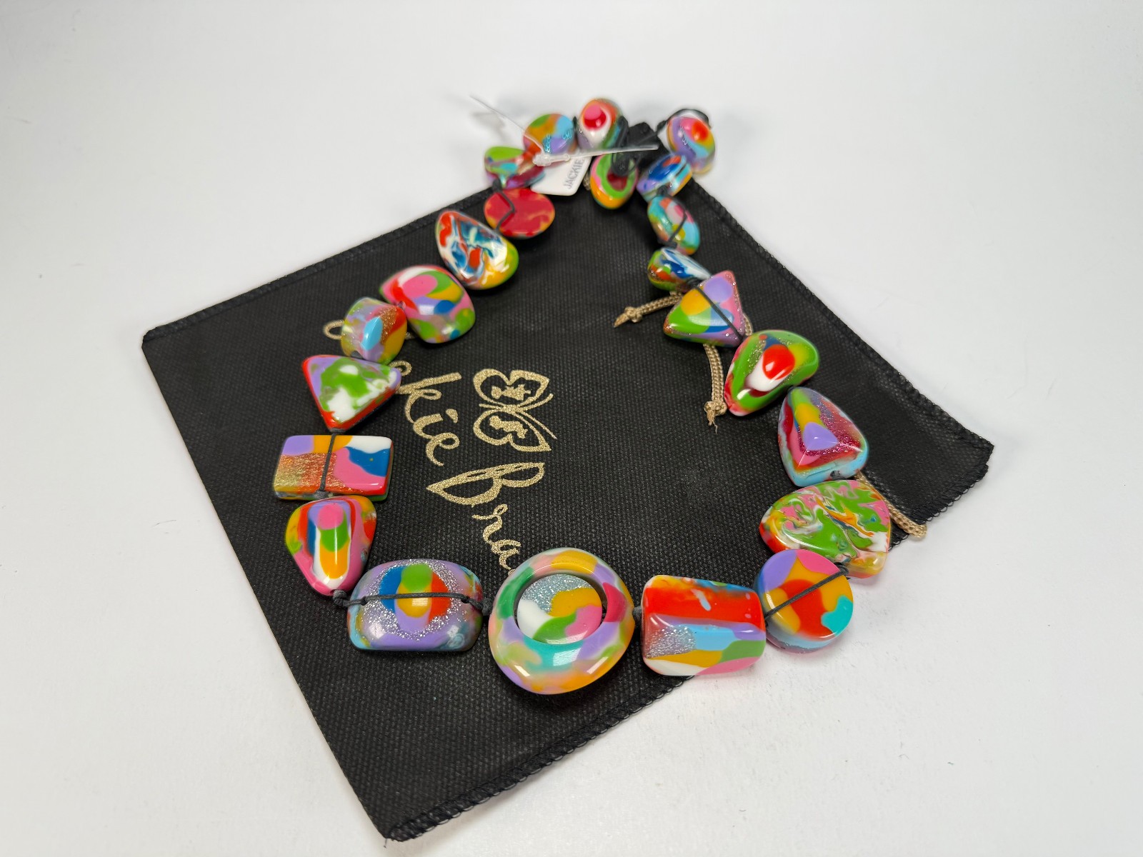 Jackie Brazil “Indiana” Kandinsky Multi-Bead Medium Resin 70cm Necklace (N0033)